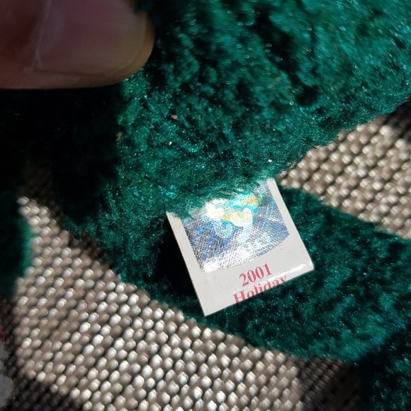 Ty Beanie Babies 2001 HOLIDAY TEDDY Green & 2000 Christmas Red Santa 8" Plush - Picture 11 of 15